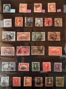 Collection of used US Stamps from 1857-1903, many faulty but presentable CV $260