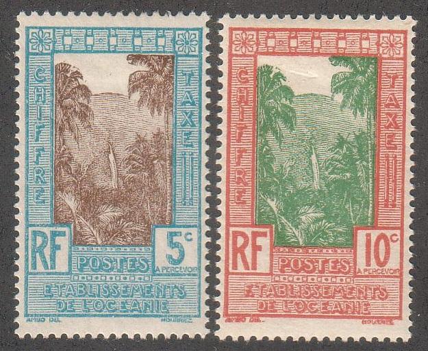 French Oceania #J10, #J11. MH. 1929 **Awardmasters**