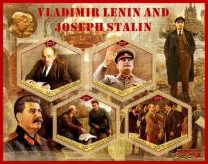 Stamps. Famous people. Joseph Stalin, Lenin 2019 year 1+1 sheets perforated
