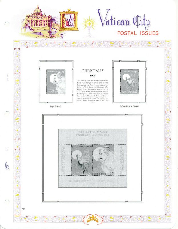 WHITE ACE 2020 Vatican City Singles Album Supplement V-71 for Stamps 