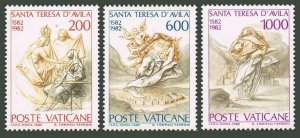 Vatican 710-712, MNH. Michel 808-810. St Teresa of Avila, 1982. Sketches.