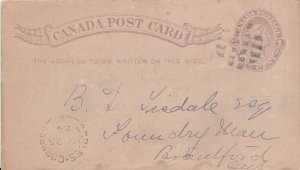 Canada 1c QV Postal Card 1886 Goble's Corners, Ont. 1855-1895 split ring to B...