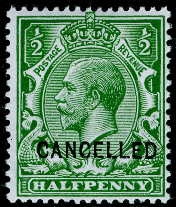 SG351 SPEC N14(1)v, ½d green, NH MINT. Cat £80+. 'CANCELLED' TYPE 24. 