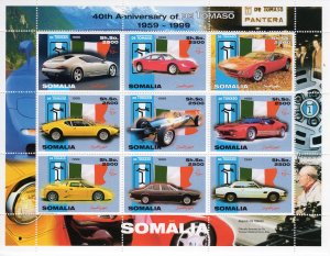 Somalia 1999 DE TOMASO CARS 40th.Anniversary Sheetlet (9) Perforated MNH