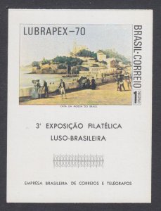 Brazil Sc 1179 MNH. 1970 1cr Lubrapex Street Scene S/S, imperf, fresh, VF.