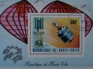 ​UPPER VOLTA-1974-CENTENARY OF UPU CONGRESS -CTO S/S ERY FINE-FANCY CANCEL