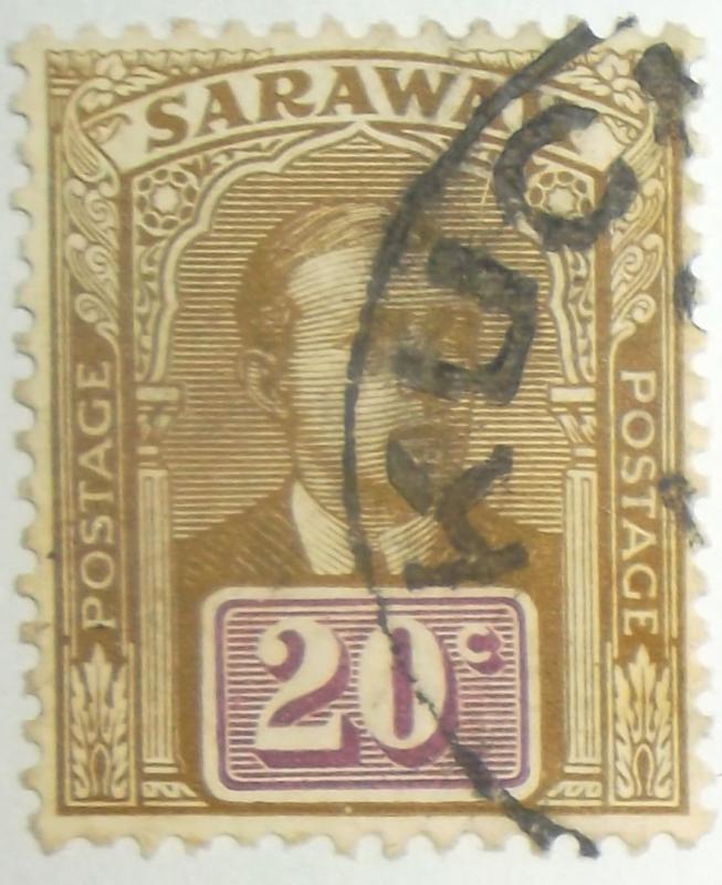 1918 SARAWAK 20C Scott #66 High Quality Used Free US Shipping