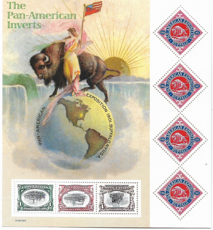 USA 3505 MNH SHEET THE PAN-AMERICAN INVERTS