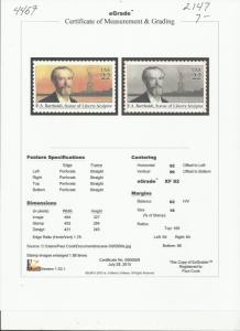 # 2147 MINT NEVER HINGED FREDERIC AUGUSTE BARTHOLDI XF+