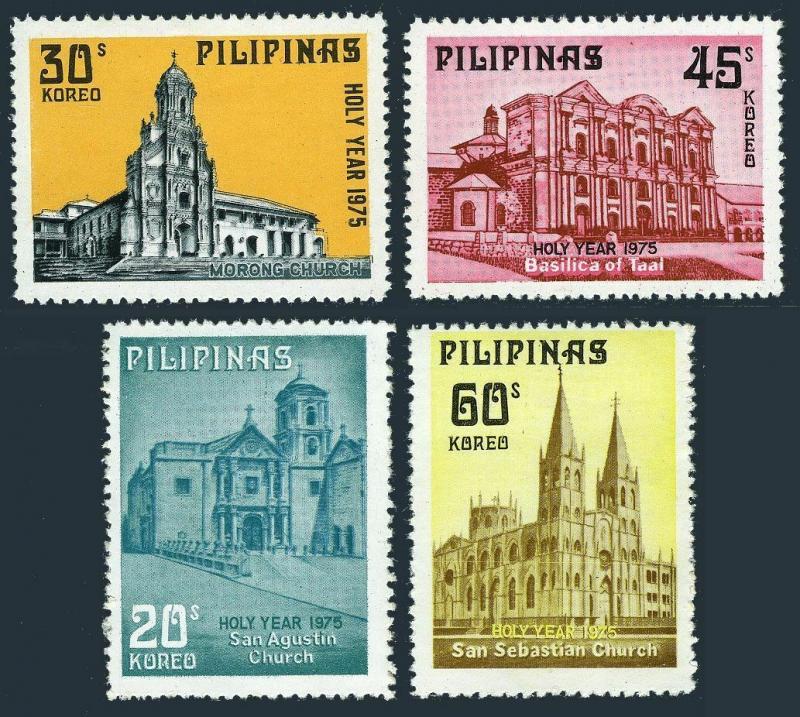 Philippines 1281-1284,MNH. Churches 1975.San Agustin,Morong,Basilica of Taal.