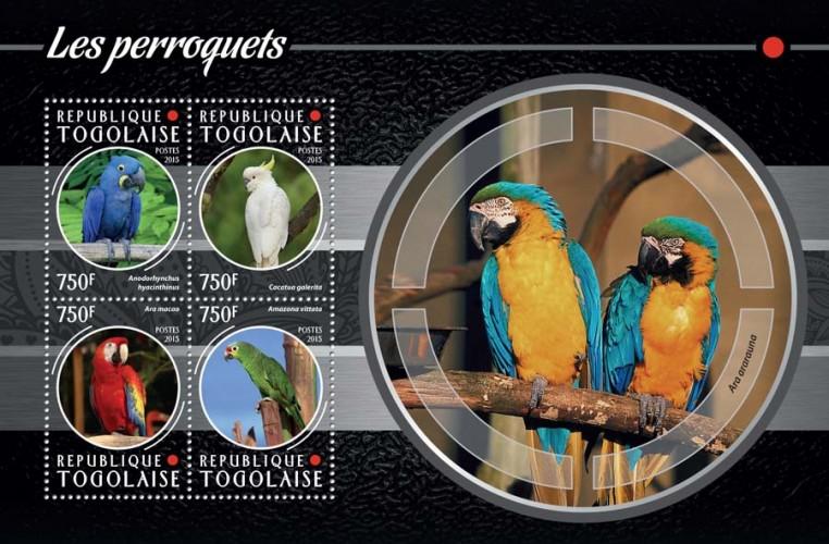 TOGO 2015 SHEET PARROTS BIRDS tg15213a