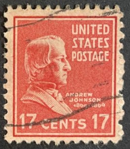 US #822 Used F/VF - 17c Andrew Johnson 1938 [B13.5.4]