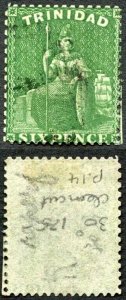 Trinidad and Tobago SG50 6d Deep Green No Wmk Clean cut perf 14 Cat 170 pounds