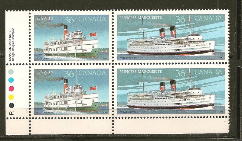 Canada 1139-1140 Steam Ship Segwun/ Princess Marguerite Se-tenant Block of 4 MNH