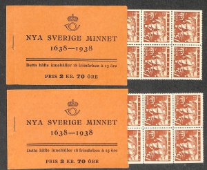 Sweden 1938, Delaware, 2 booklets with 18x15ö stamps B/D perf., MNH