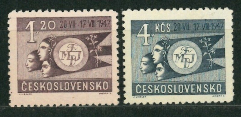 Czechoslovakia 1947 MNH Stamps Scott 332-333 World Youth Festival