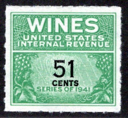 Scott RE191, 51c, MNH, NGAI, VF, Fresh, Type of 1942-49, USA Wine Revenue Stamp