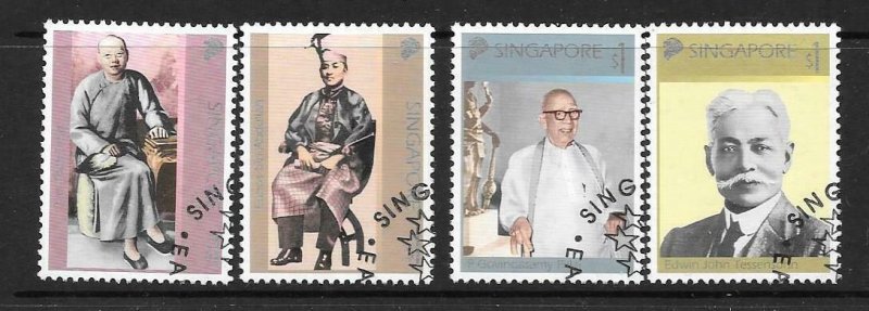 SINGAPORE SG1085/8 2001 FAMOUS CITIZENS OF SINGAPORE FINE USED 