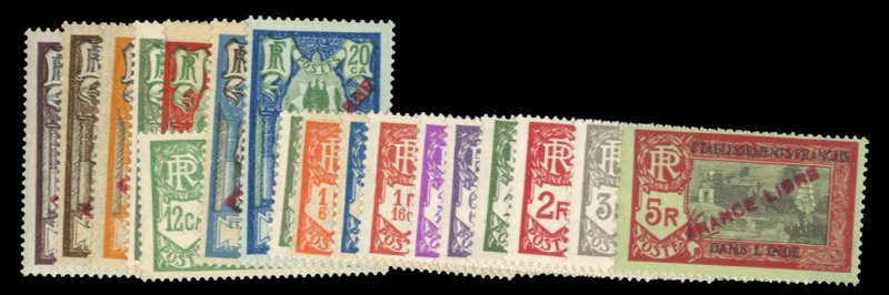 French Colonies, French India #117/134 Cat$113+ (for hinged), 1941 France Lib...