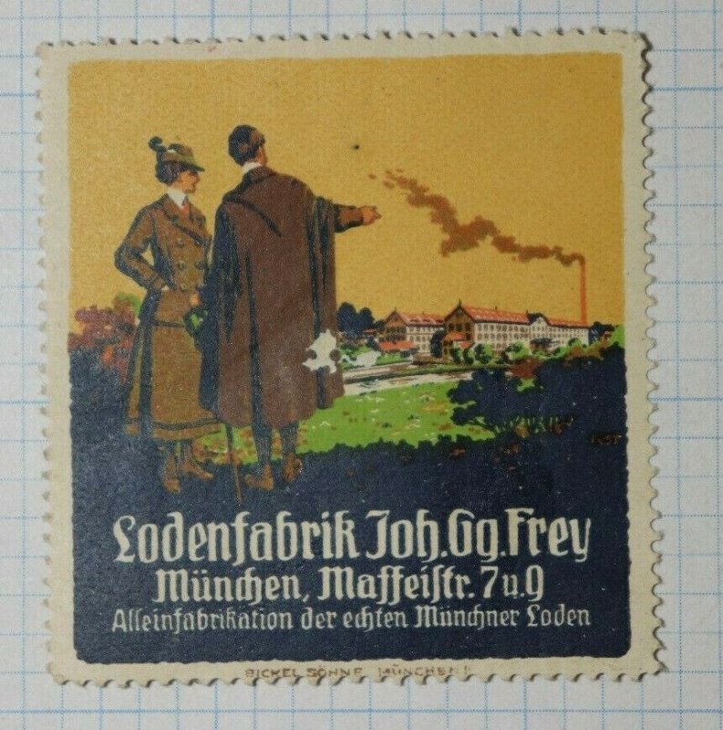 Loden Fabric Factory Frey Munchen German Brand Poster Stamp Ads