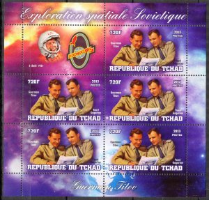 Chad 2013 Space G. Titov (6) sheet of 5 MNH