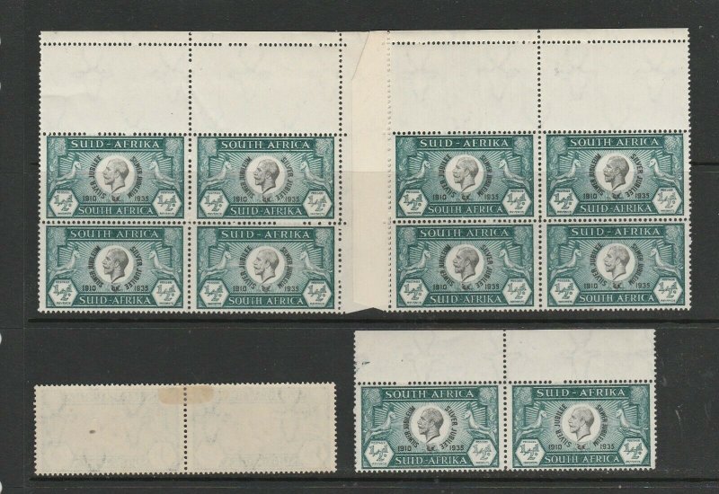 South Africa 1935 Silver Jubilee 1/2d 6 Correct pairs, 5 UM/MNH, 1 MM, SG 65