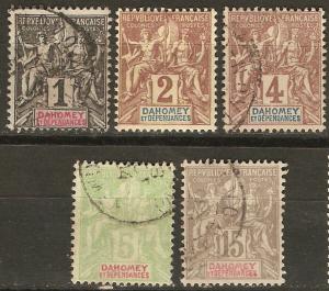 Dahomey 5 Different M/U F/VF 1900-05 SCV $12.00