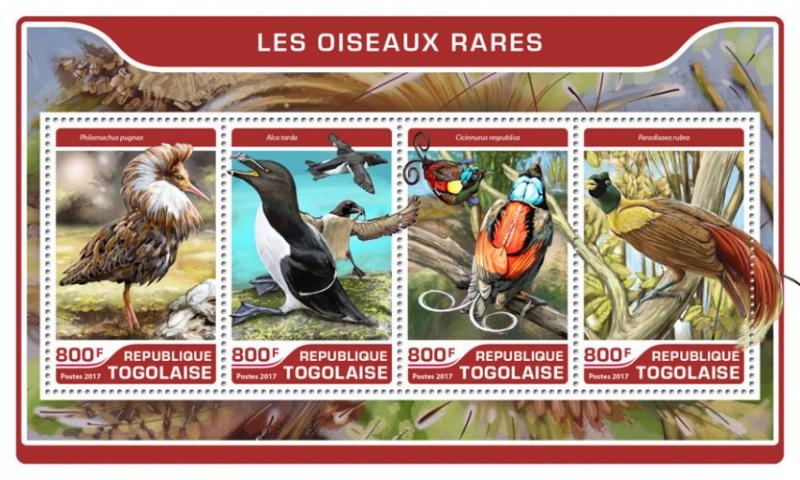 TOGO 2017 SHEET RARE BIRDS tg17223a