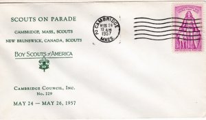 Scout Cachets #1555 Scouts on Parade 1957 - Levy 57-18 White envelope