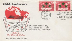 Canada Scott 388 Pair Personal FDC - Plains of Abraham #2