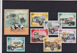 SA23b Cambodia 1984 Cars used stamps + minisheet