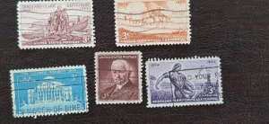 US Scott # 1029, 1060-1063; 5 used stamps of 1954; sound, off paper, VF or bettr