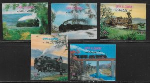 Umm Al Qiwain Michel 503-7 Locomotives part set MNH c.v  1.60 Euro