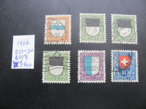 SWITZERLAND 1922 USED SC B21-24+ SET VF/XF $108 (185)