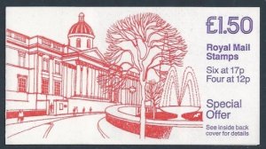 GB £1.50 National Gallery Greeting Cards offer. Left margin Cyl. B17 B8 pB55...