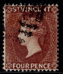 ST. VINCENT QV SG50, 4d red-brown, FINE USED. Cat £24.