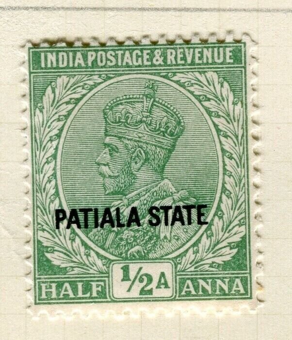 INDIA; PATIALA STATE 1928 early GV issue fine Mint hinged 1/2a. value