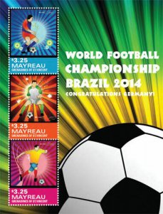 Mayreau 2014 - World Football Championship Brazil 2014 - Sheet of 3 Stamps - MNH