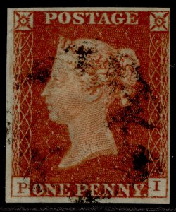 GB QV SG8, 1d red-brown BLACK MX PLATE 32, USED. Cat £60. PI 