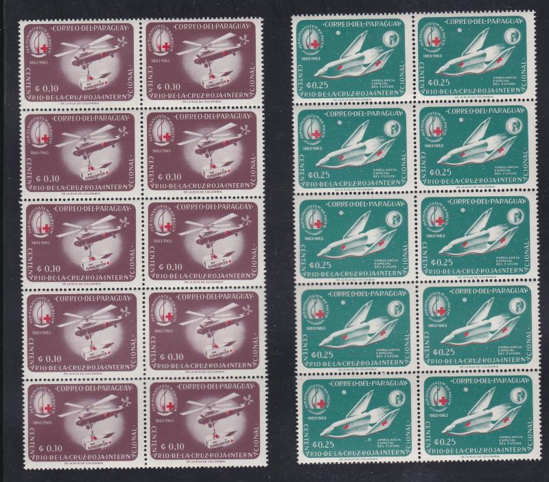 Paraguay # 799-802, Red Cross Centennary, Wholesale lot of Ten, NH