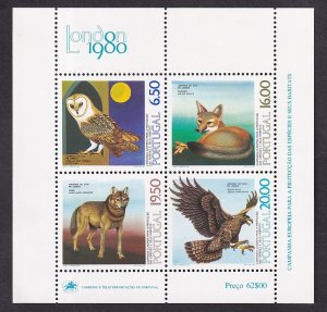 Portugal  #1462a-1465a   MNH  1976   protection nature   London 1980  eagle wolf