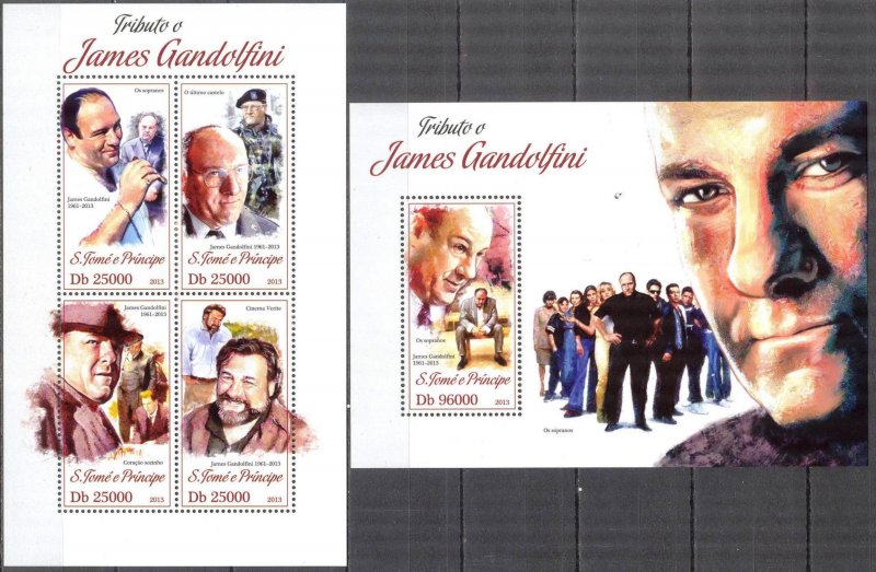 Sao Tome and Principe 2013 Cinema Actor James Gandolfini sheet + S/S MNH