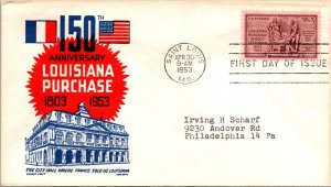 FDC 1953 SC #1020 Cachetcraft/Boll Cachet - St Louis, Mo - Single - J204