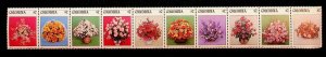 COLOMBIA Sc 900 NH STRIP OF 10 - 1982 - FLOWERS - (CT5)