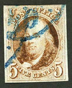 U.S. #1 USED BLUE CANCEL