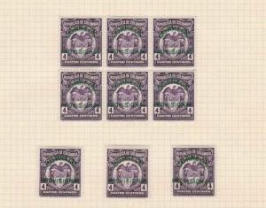 COLOMBIA 1925 OVERPRINTS STAPS STUDY ON 1 PAGE MOUNTED MINT & USED  REF 5314