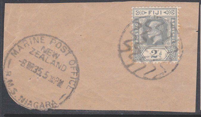 FIJI NEW ZEALAND 1935 MARINE POST OFFICE RMS NIAGARA cds on piece..........54119