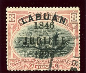 Labuan 1896 QV 8c black & pink very fine used. SG 88. Sc 71.