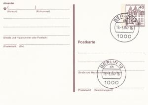 West Berlin 40pfg Prepaid Postcard FDC Unused VGC