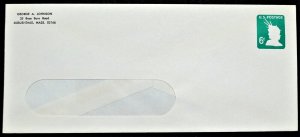 1968 US Sc. #U551 stamped window envelope, 6 cent mint entire, very good shape